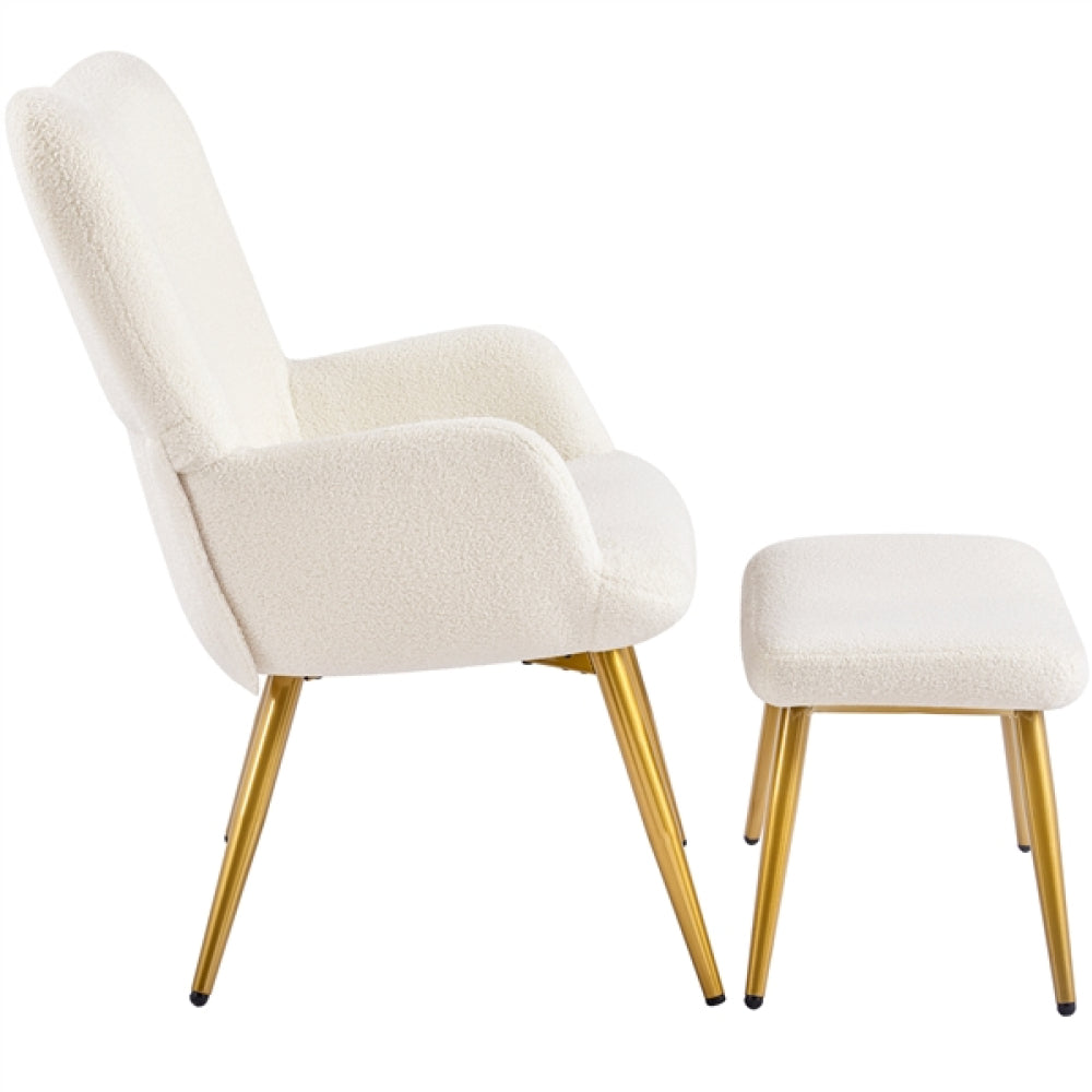 Boucle Accent Chair and Ottoman