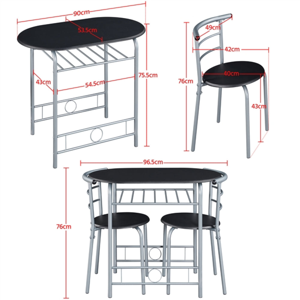 Modern Round Dining Table Set for 2 Chairs + 1 Table