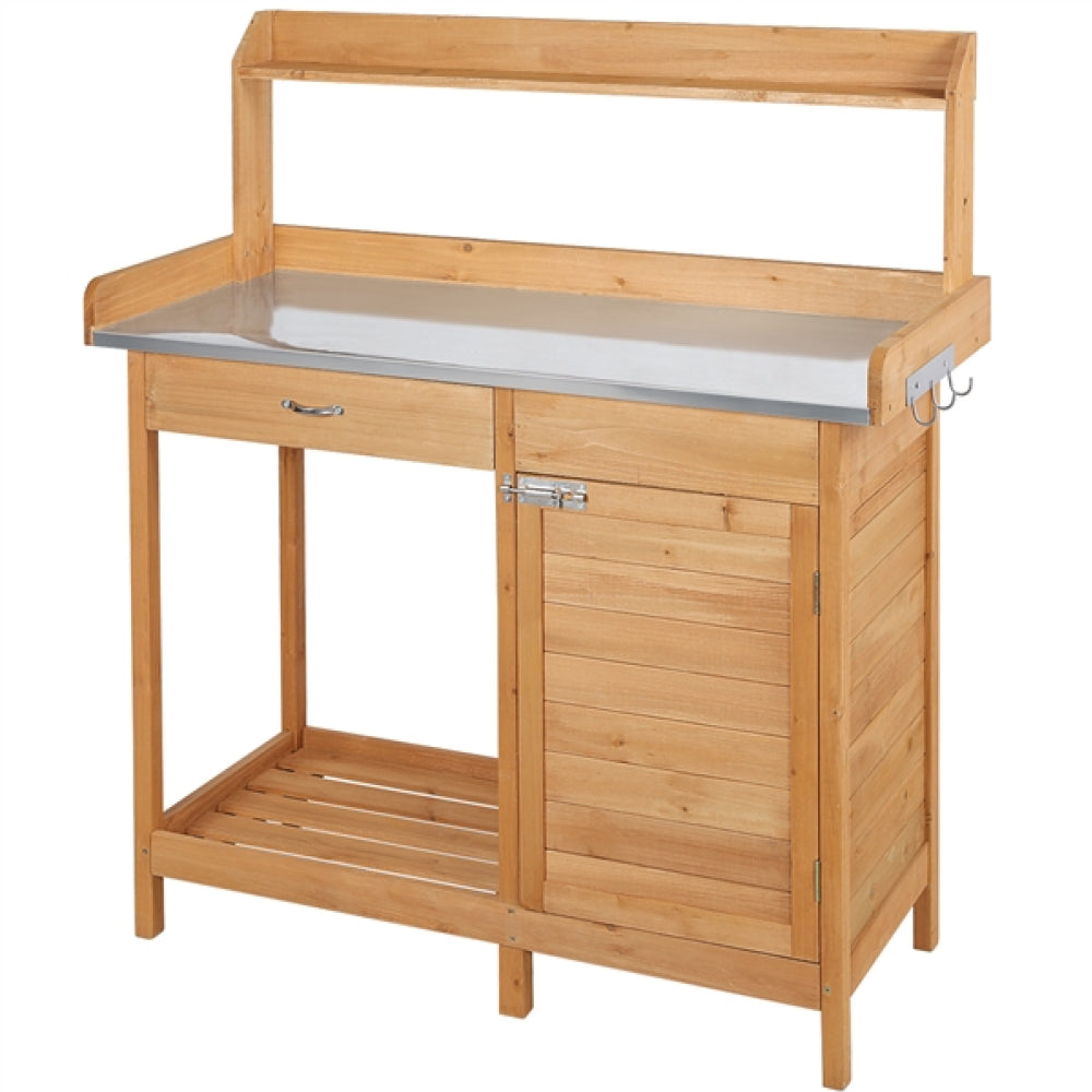 Outdoor Garden Potting Bench Table Work Bench Metal Tabletop