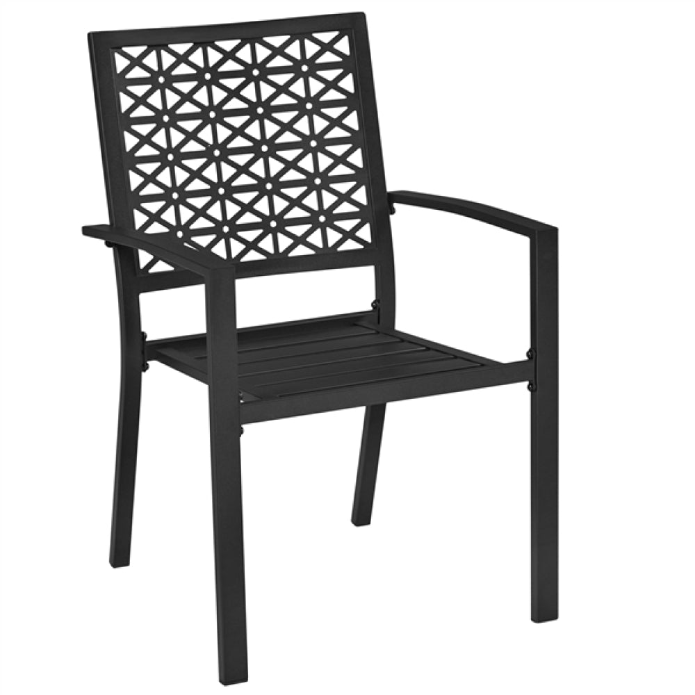 Set of 2 Outdoor Patio Dining Chairs with Armrests Modern Steel Bistro Chairs