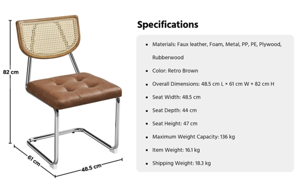 6PCS Mid-Century Modern Dining Chairs with Mesh Rattan Back