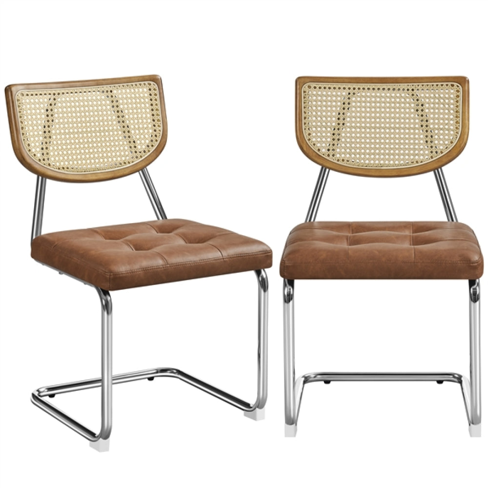 6PCS Mid-Century Modern Dining Chairs with Mesh Rattan Back