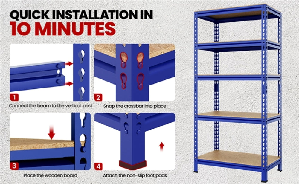 5-Tier Utility Shelves Adjustable Metal Shelving Units