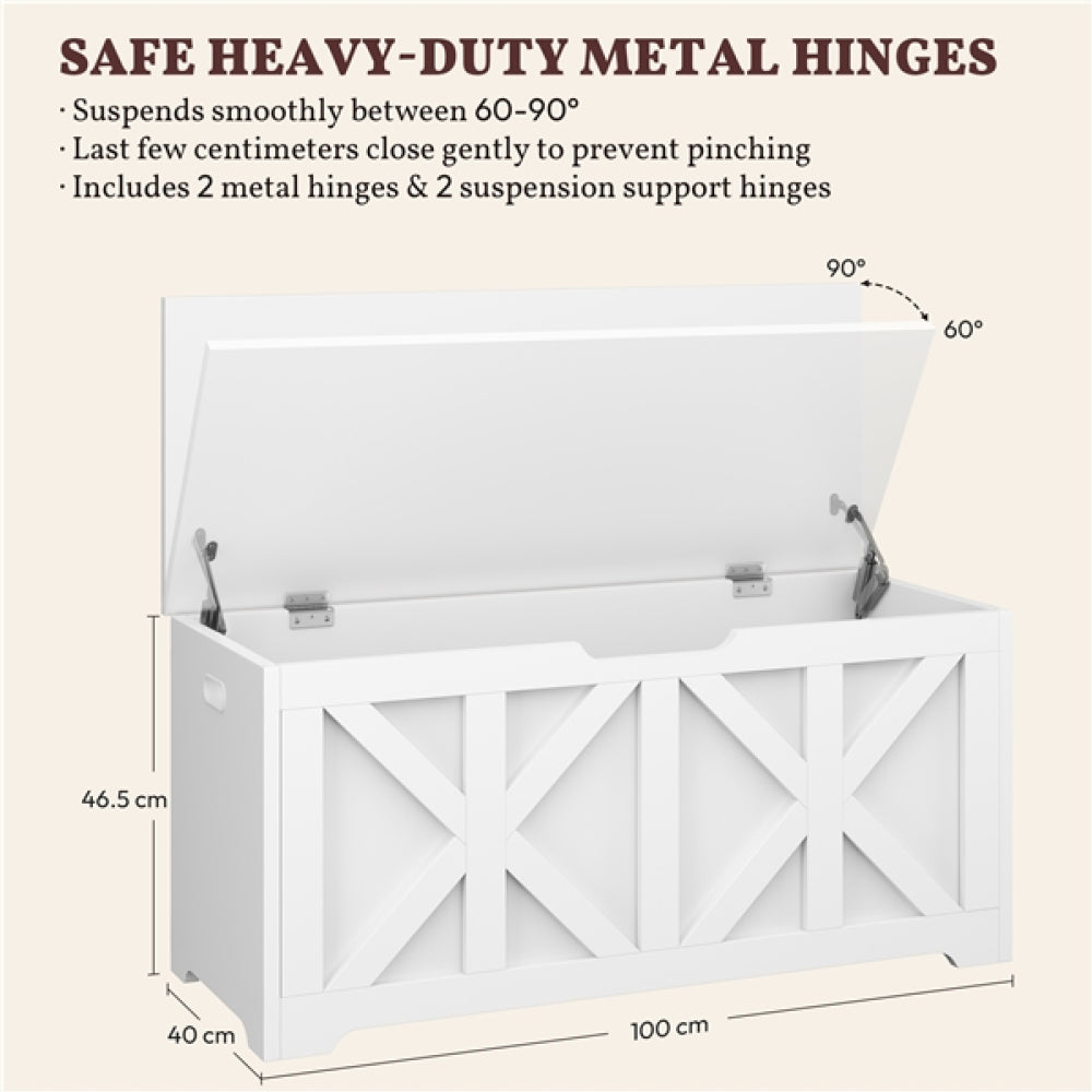 132L Rustic Farmhouse Style Storage Bench Spacious Wooden Storage Chest