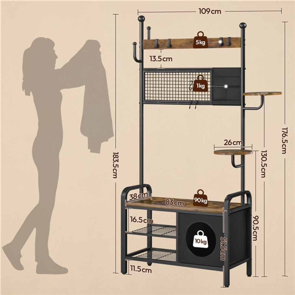 Hall Tree with Cat House Coat Rack Shoe Rack