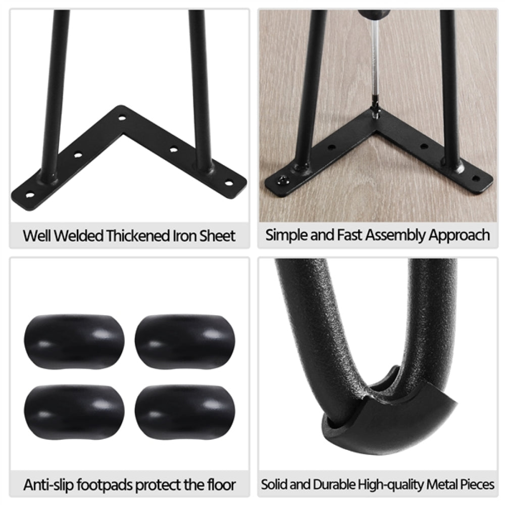 4PCS 16 Inch Solid Hairpin Coffee Table Legs 3-Rods