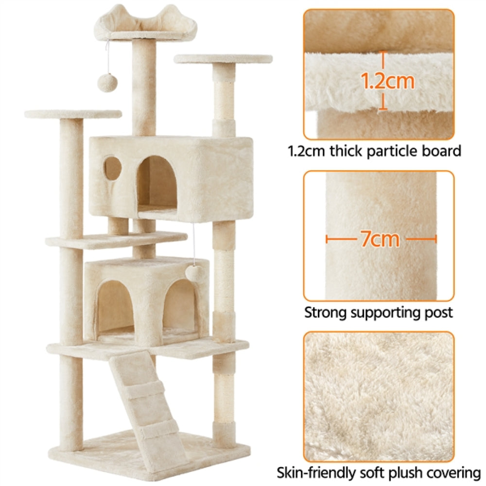 Cat Tree Cat Tower w/ Condos & Dangling Balls & Scratching Posts & Platforms