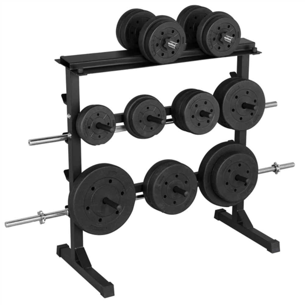 3 Tier Dumbbell Barbell Rack Weight Plate/Bar Storage Holder