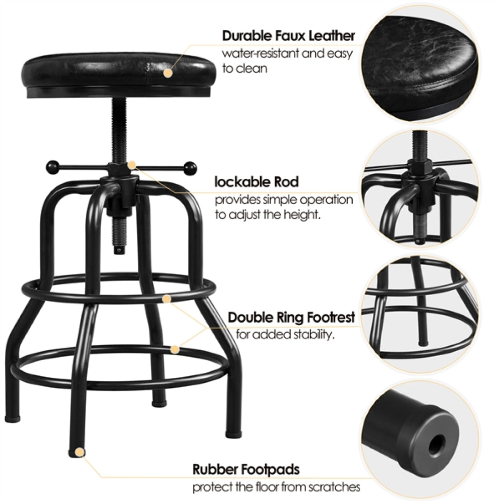 Vintage Industrial Bar Stool Rustic Swivel Bar Stool