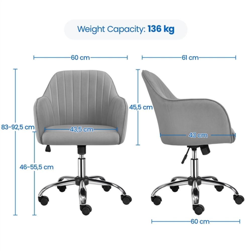 Modern Velvet Desk Chair Soft Height-Adjustable 360°Swivel Computer Chair