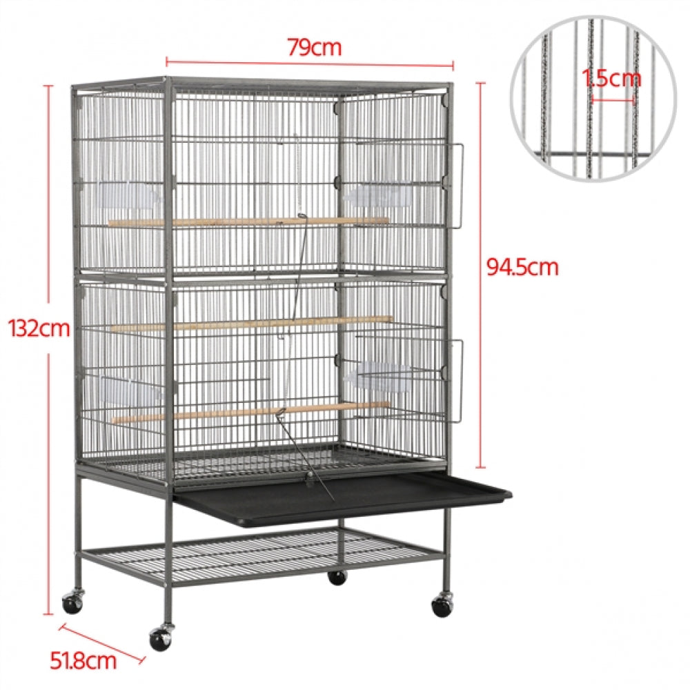 52″ H Large Parrot Cage Rolling Metal Bird Cage