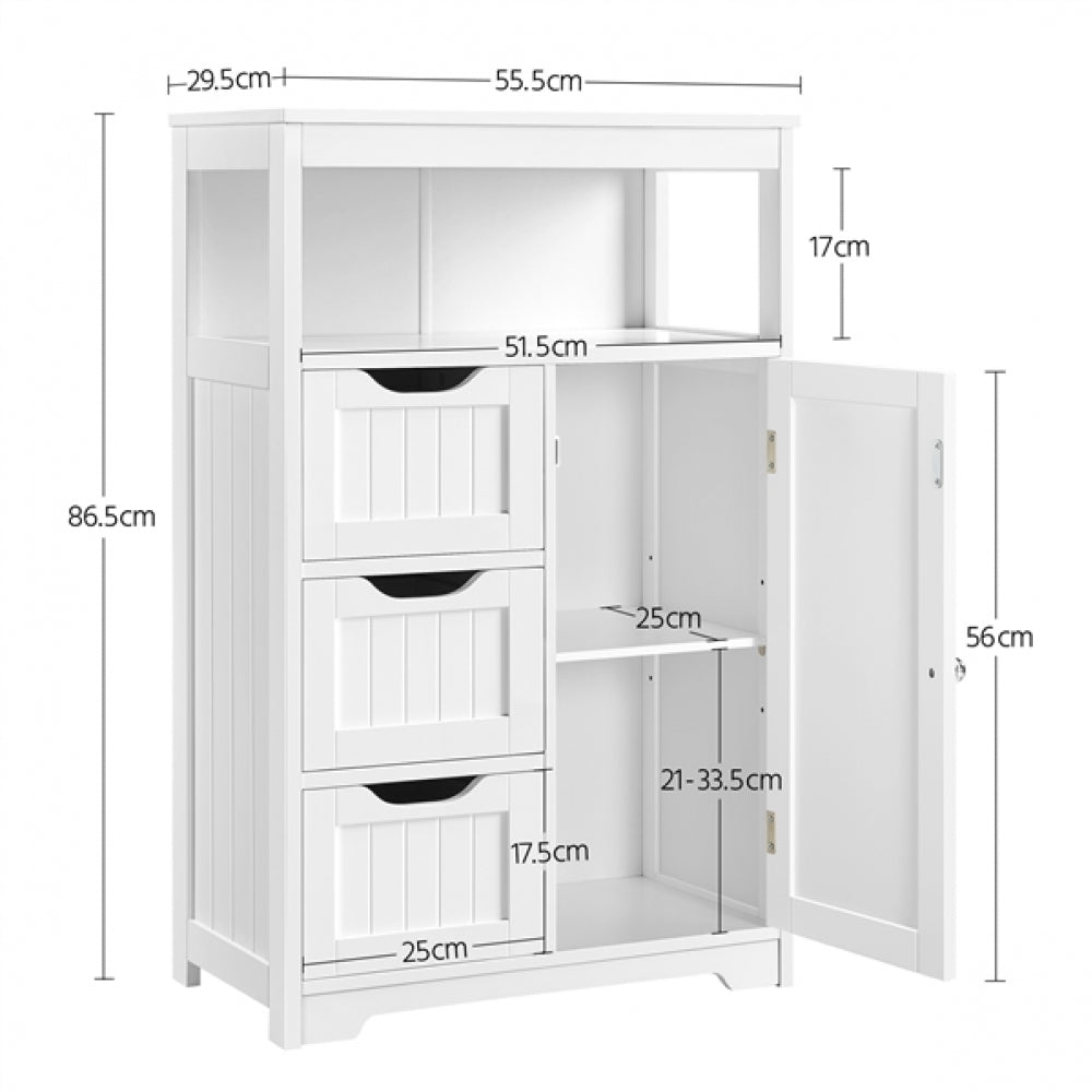 Bathroom Floor Cabinet MDF Wooden Storage Organizer w/ Drawers