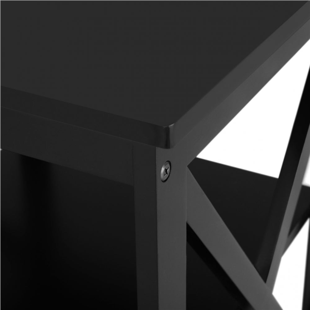 3 Tier Wood X Shape Bedside End Table Storage Cabinet Night Stand