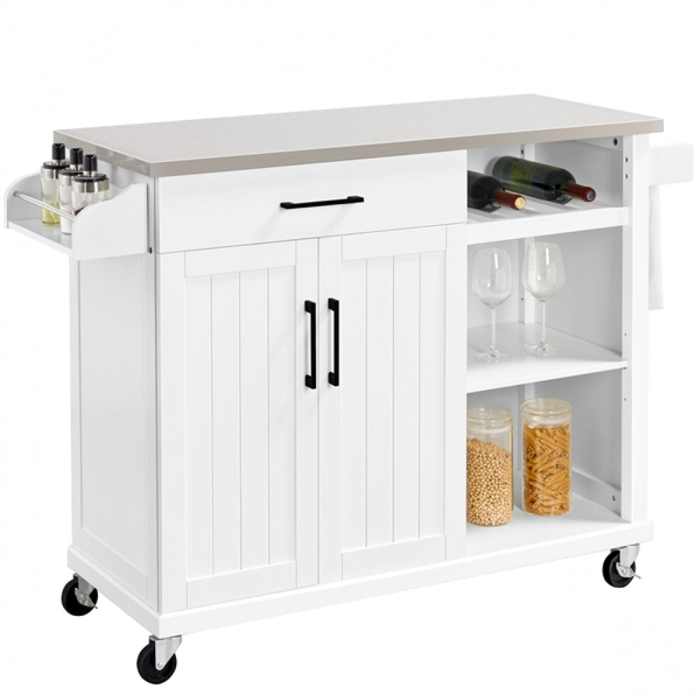 Kitchen Trolley Kitchen Island Cart with Stainless Steel Top & Storage