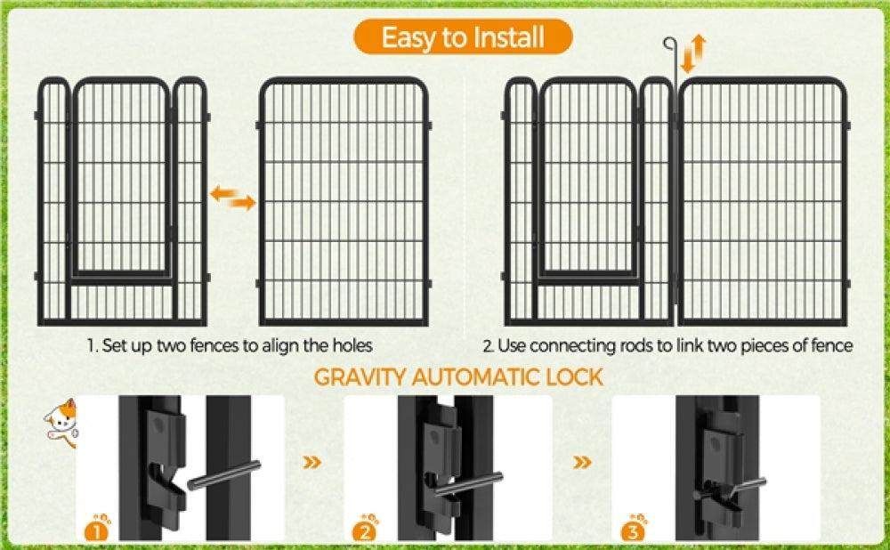 8 Panels Dog Playpen 100cm Tall Dog Pen Dog Fence