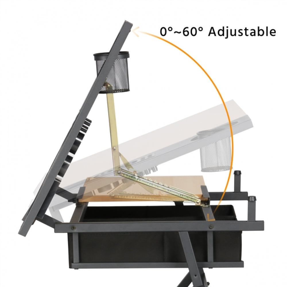 Drafting Table & Stool Set with Adjustable Table Angles & Heights All-in-One
