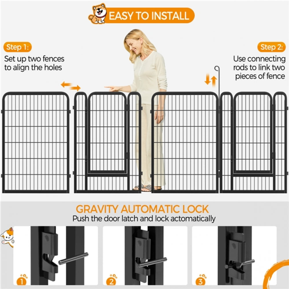 100cm Tall 6 Panels Heavy Duty Dog Playpen Exercise Barrier Outdoor Indoor Fence