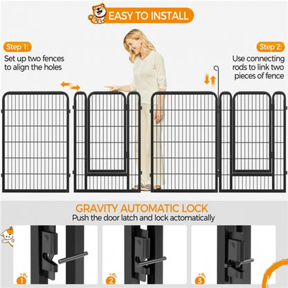 100cm Tall 6 Panels Heavy Duty Dog Playpen Exercise Barrier Outdoor Indoor Fence