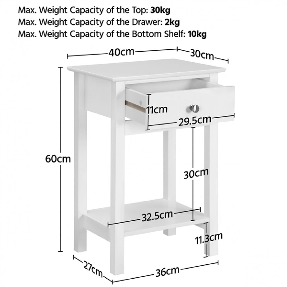 Bedside End Table Storage Cabinet Night Stand with Drawer