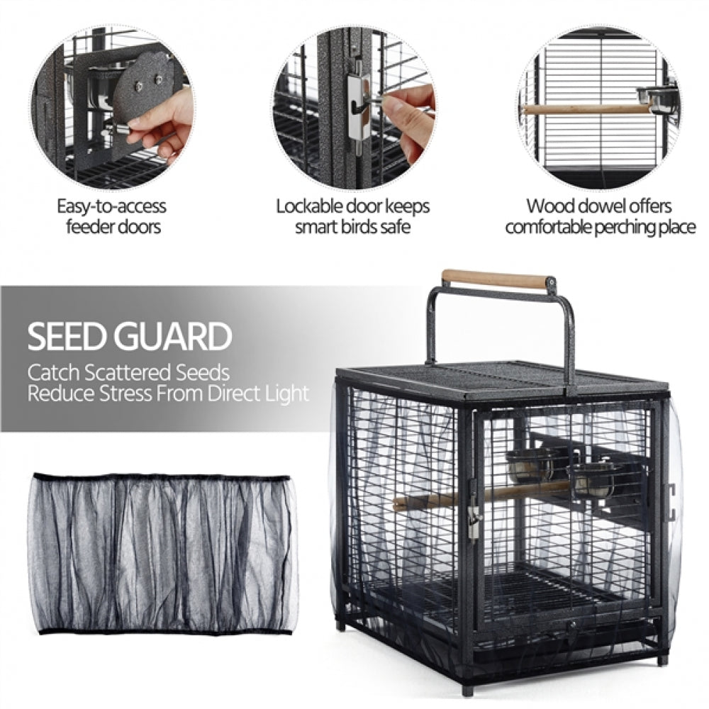 26" Wrought Iron Travel Bird Cage Carrier for Small to Medium Sized Birds