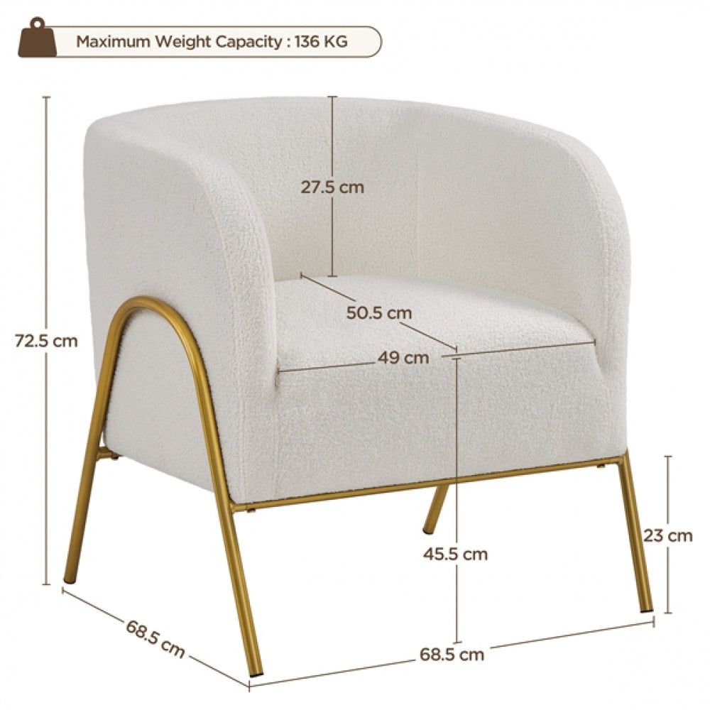 Contemporary Accent Armchair with Gold-tone Metal Legs