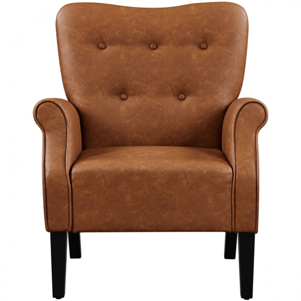1 Pair Mid-century Modern Faux Leather Accent Chair Armchair