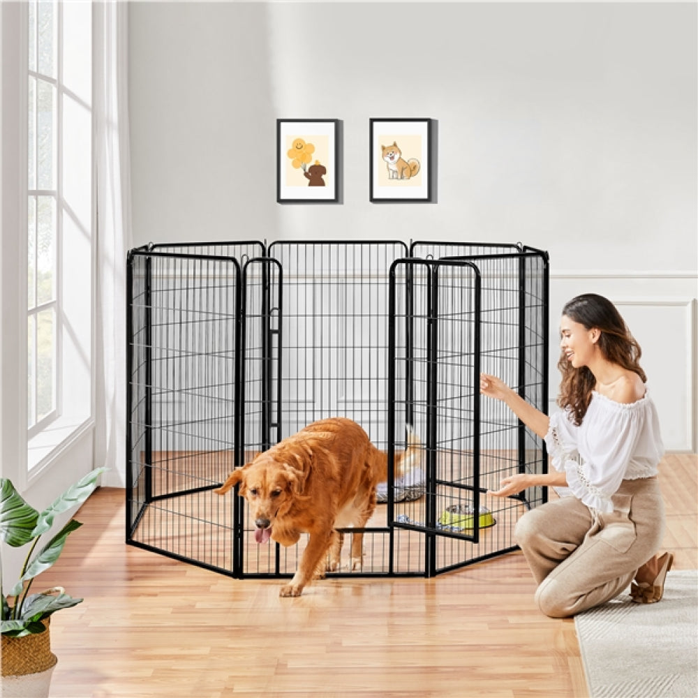 120cm Tall 8 Panels Dog Playpen Panels Foldable Metal Pet Fence