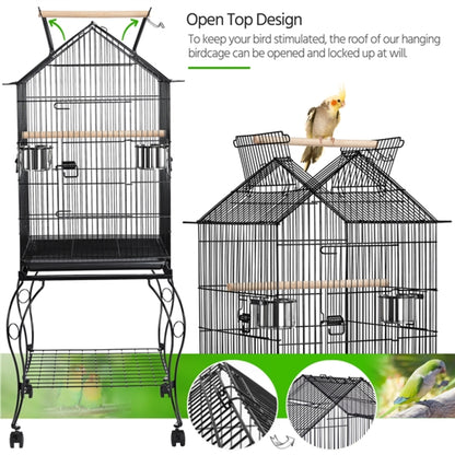 H145cm Open Top Metal Parrot Cage Bird Cage