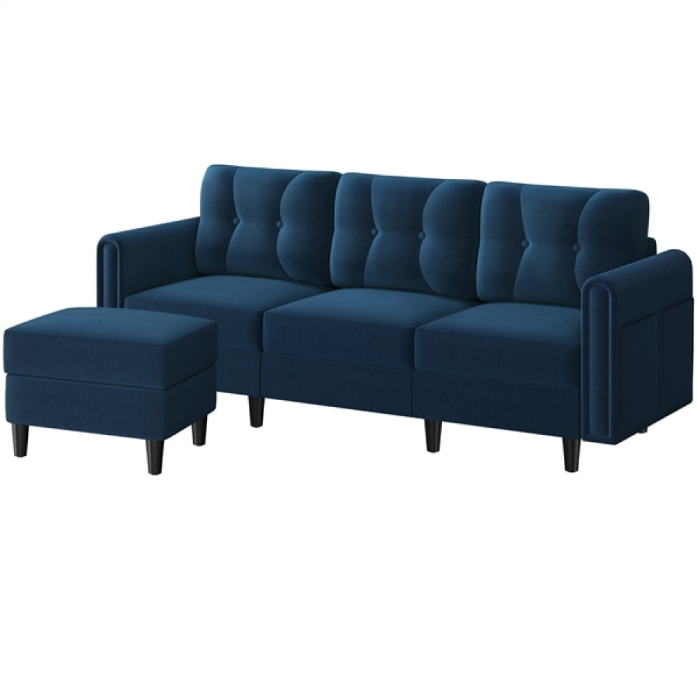 Velvet Upholstered Corner Sofa Set