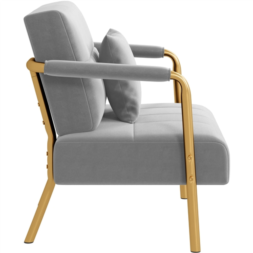 Velvet Accent Armchair with Cozy Pillow