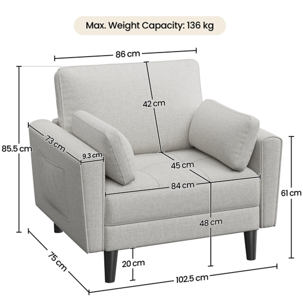 Tufted Oversized Armchair Comfy Fabric Accent Chair Single Sofa