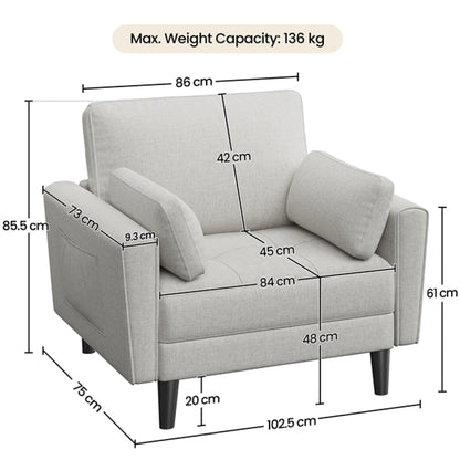 Tufted Oversized Armchair Comfy Fabric Accent Chair Single Sofa