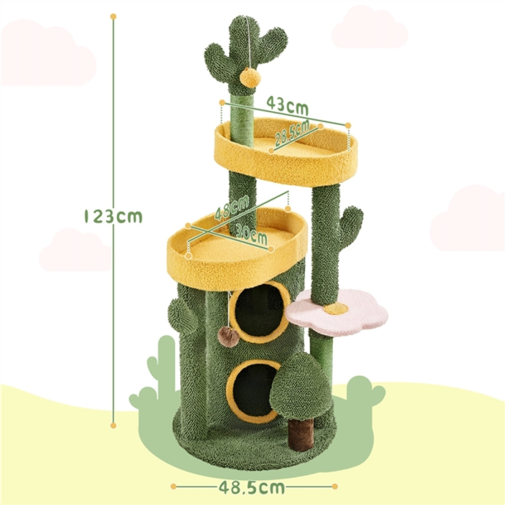 Oasis-Themed Cat Tree Cat Tower Fleece-covered Cat Tower