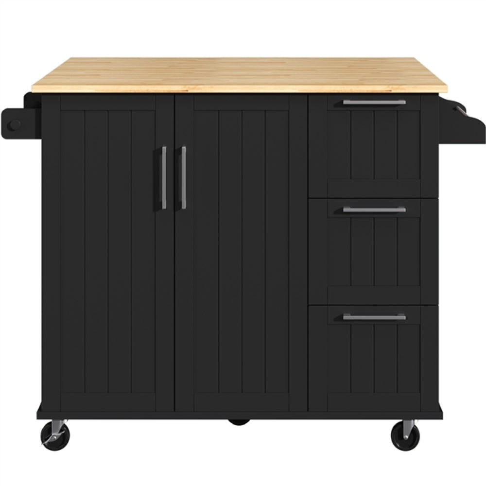 Kitchen Cart Kithen Trolley with Wood Top and Drop Leaf Breakfast Bar