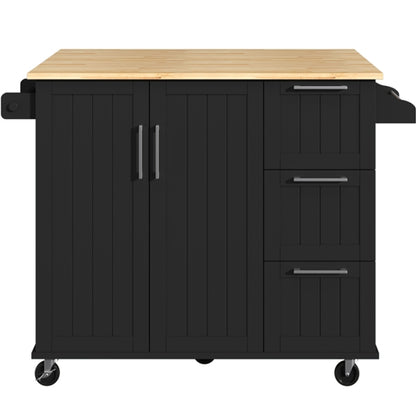 Kitchen Cart Kithen Trolley with Wood Top and Drop Leaf Breakfast Bar