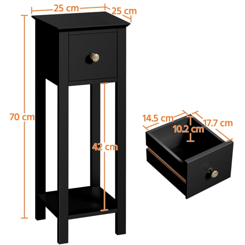 Slim Bedside Tables Set of 2 End Tables With Storage Drawers