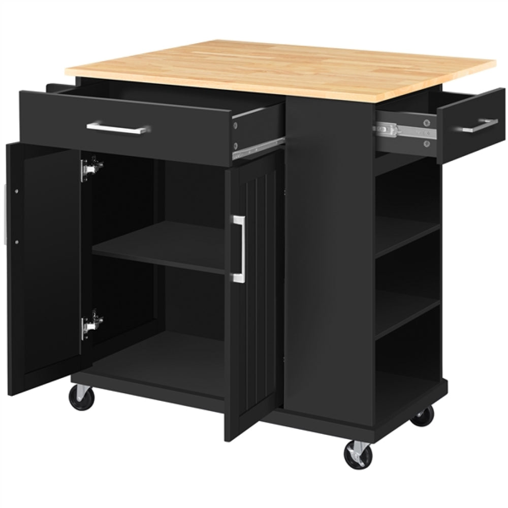 Kitchen Island Kitchen Trolley on Wheels with Drawers & Cabinet