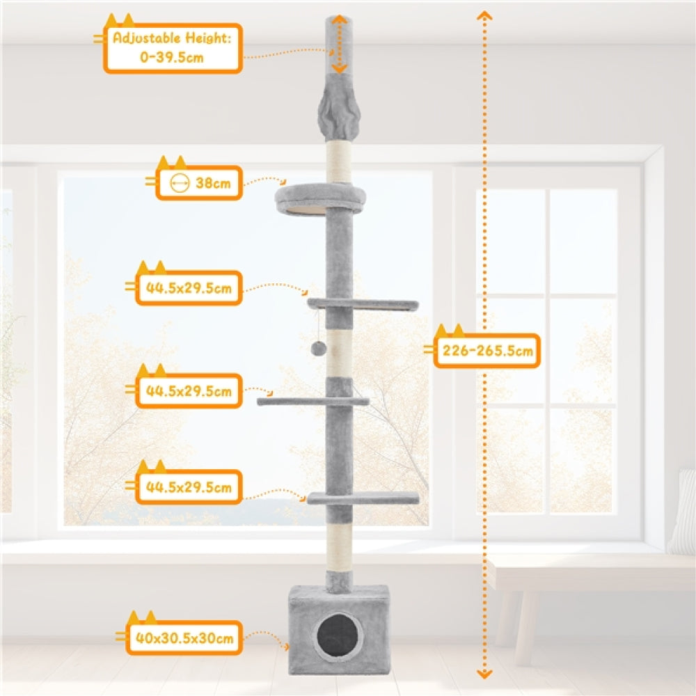 2.3-2.7M Floor-to-Ceiling Cat Tree Adjustable Tall Cat Tower