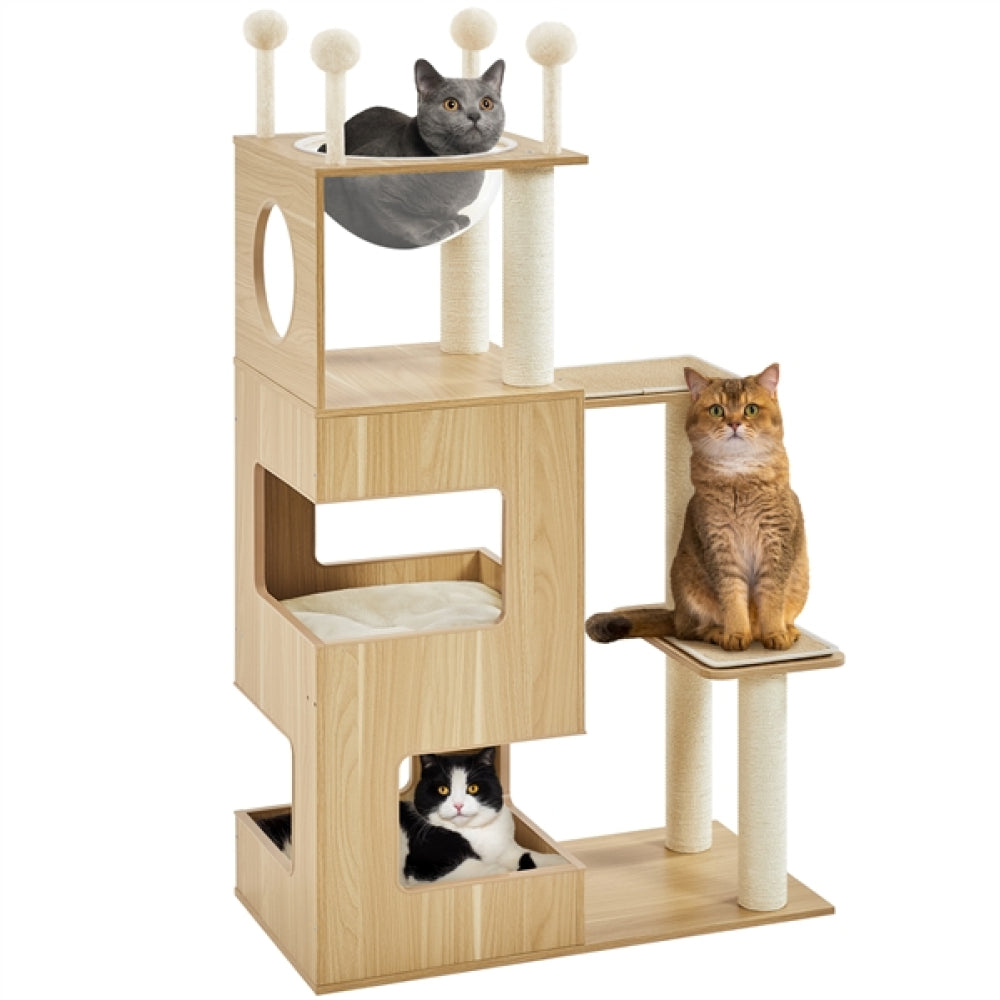 53" Tall Wooden Cat Tree Tower