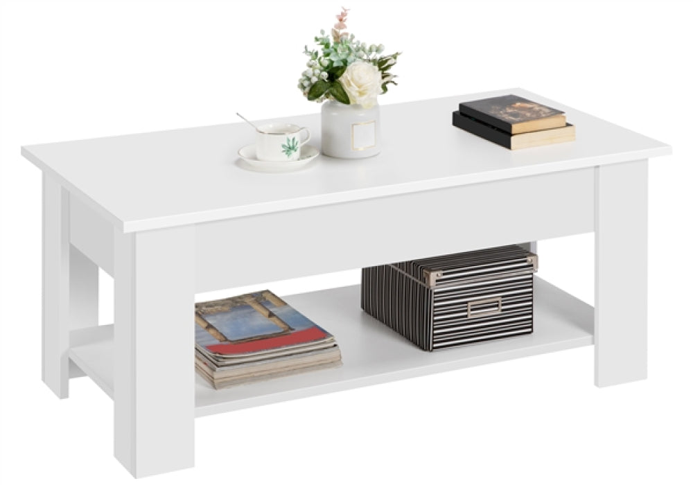 Space-saving Lift Top Coffee Table w/ Hidden Compartment & Open Shelf