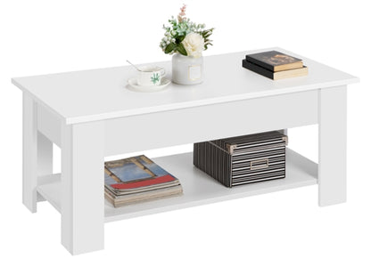 Space-saving Lift Top Coffee Table w/ Hidden Compartment & Open Shelf