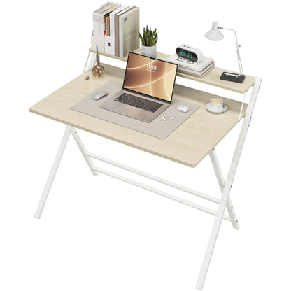 2-Tier Foldable Computer Desk w/ Monitor Shelf
