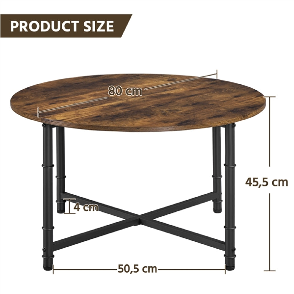 80cm Rustic Round Coffee Table Minimal Vintage Industrial Coffee Table