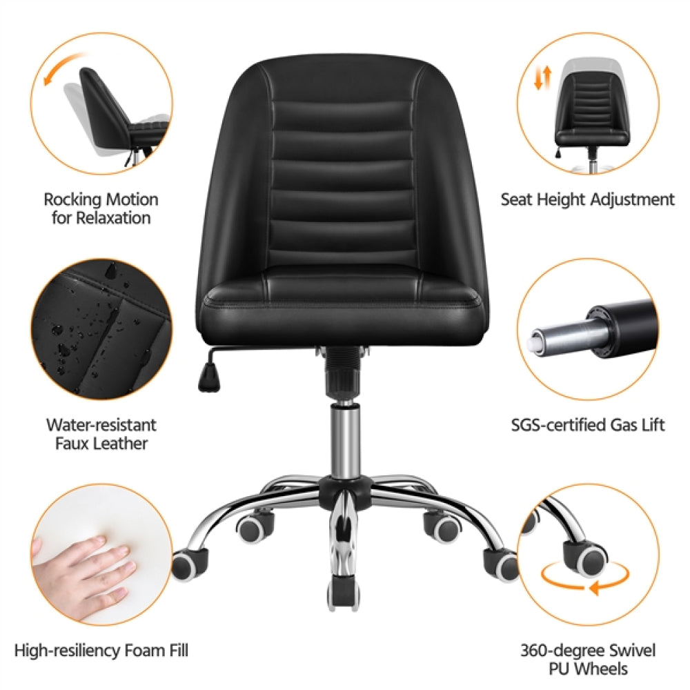 Faux Leather Mid Back Home Office Desk Chair