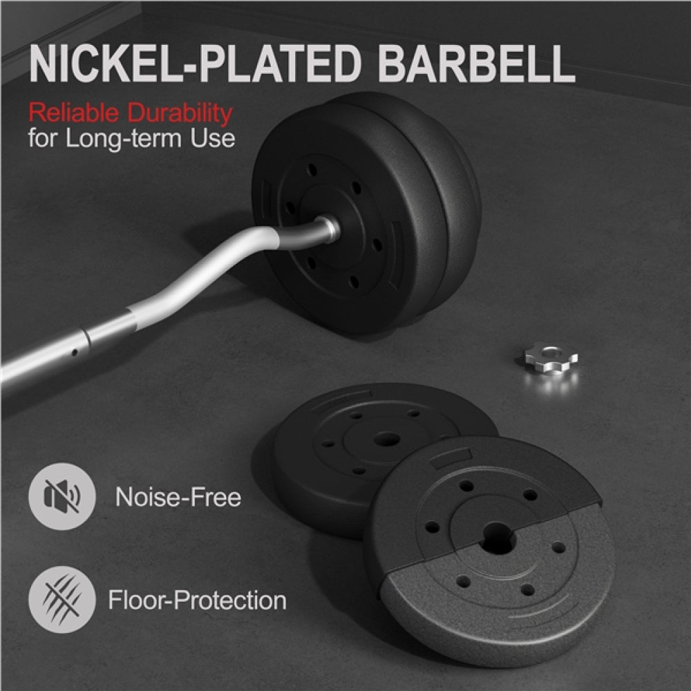 30 KG Home Gym Barbell Weight Set Detachable Curl Bar with Plates and Star Locks