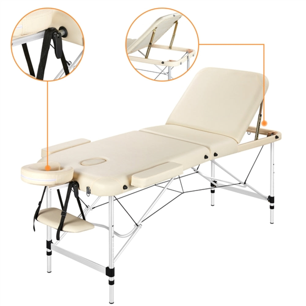 Adjustable 3 Fold Massage Bed Aluminum Alloy Massage Couch