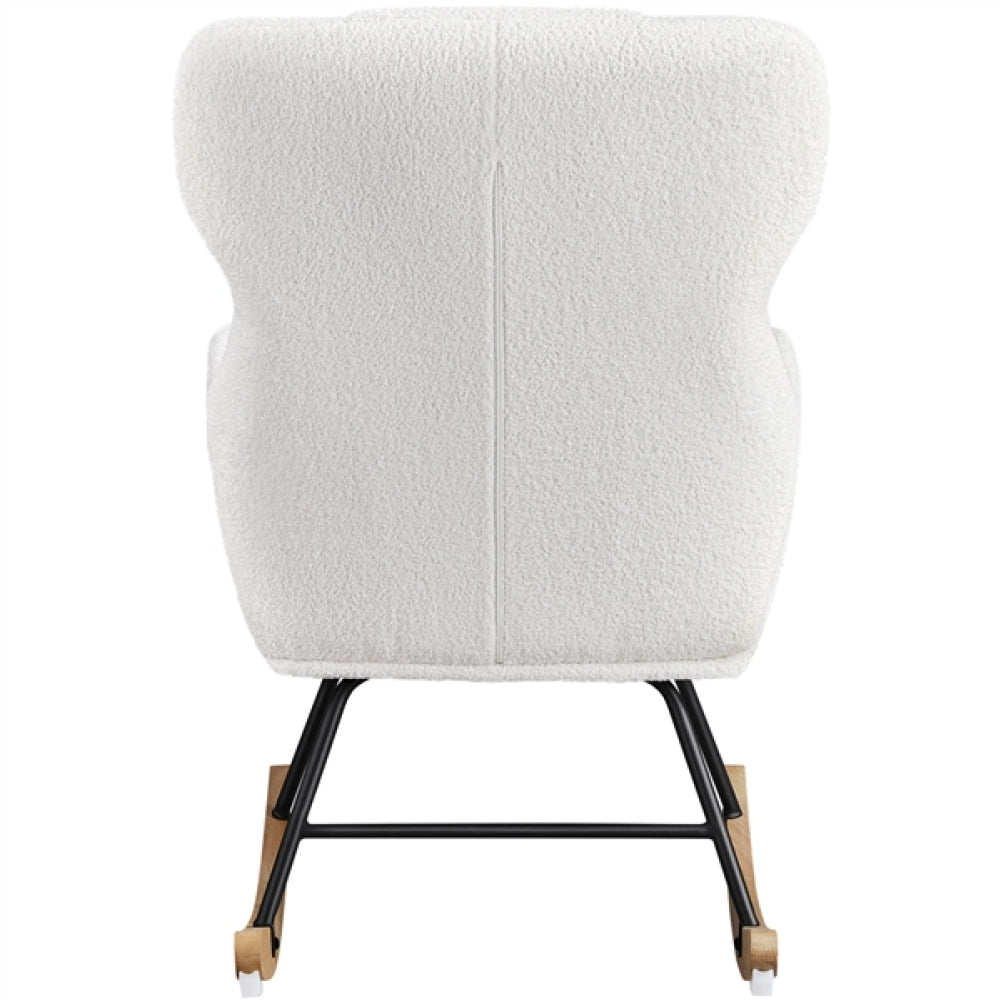 Boucle Upholstered Armchair Rocking Chair