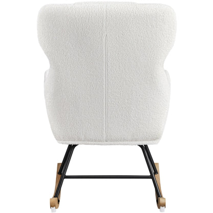 Boucle Upholstered Armchair Rocking Chair