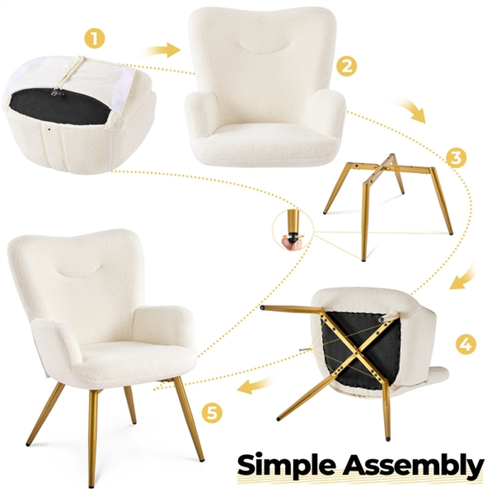 Boucle Accent Chair and Ottoman