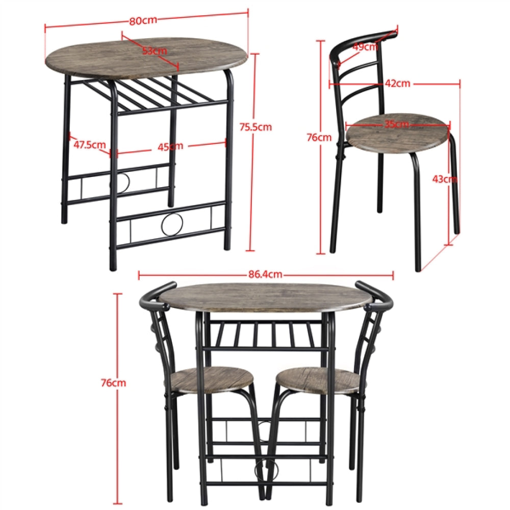 3 Piece Dining Set Round Dining Table Set